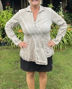 Elisa Cavaletti Club Pale Green ?Blouse  Stretchy Lace long sleeve size XL Hippy - Picture 1 of 11