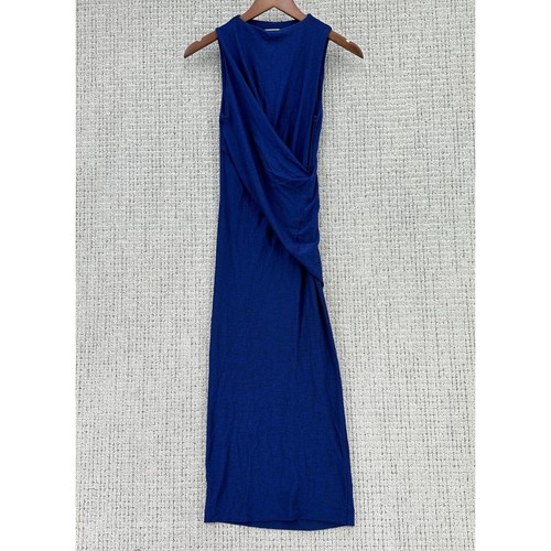 Maxi abito donna T by Alexander Wang taglia XS blu senza maniche bodycon ruches