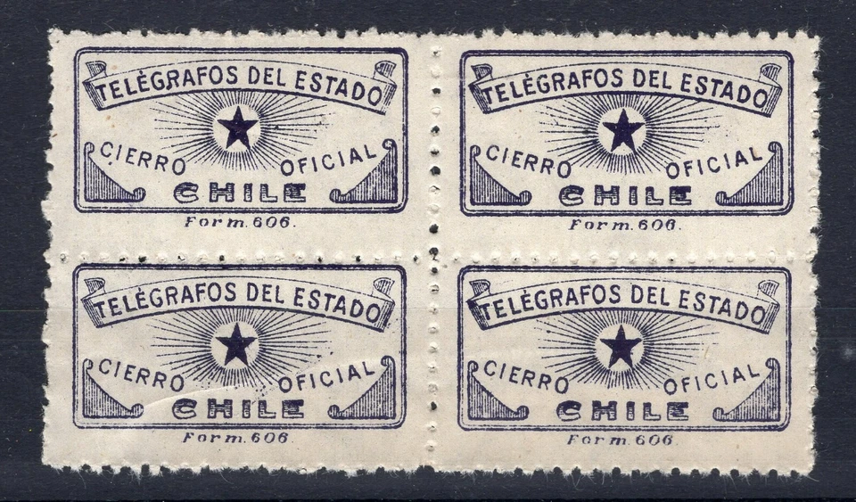 CHILE ca1940 Telegraph seal block of 4 type I - Image 1 of 1
