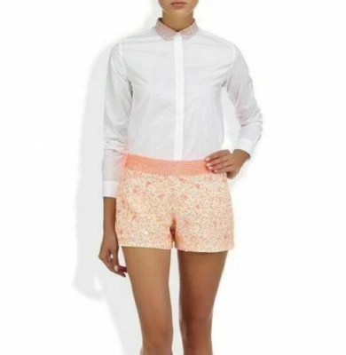 $198 NEW Sz 2 S  FRENCH CONNECTION Pink TAP SHORTS SEQUIN Hot Pant Dance - Image 1 of 4