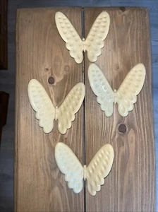 Vintage 1985 Set of 4 Burwood 2728 Butterfly Cream / Tan Wall Decorations MCM - Picture 1 of 4