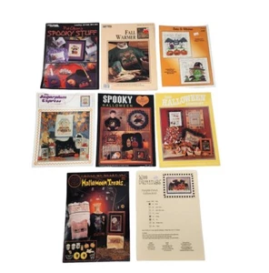 Halloween Fall Cross Stitch Leaflet Pattern Lot Pat Olson's Spooky Stuff Books - Picture 1 of 6