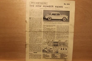 Original Humber Hawk (1958) Motor Trader Service Daten Nr. 293 - Bild 1 von 1