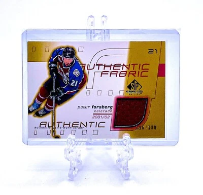 PETER FORSBERG 2001 SP Authentic #AFPF AUTHENTIC FABRICS GOLD /300 AVALANCHE HOF - Image 1 of 2