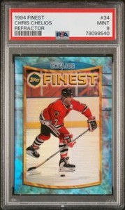 1994 TOPPS FINEST CHRIS CHELIOS REFRACTOR #34 PSA 9, POP 2, NONE HIGHER