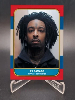 Tarjeta de novato personalizada Fleer 21 Savage 1986 baloncesto #4 drake rapero hip hop Foto 1 de 2