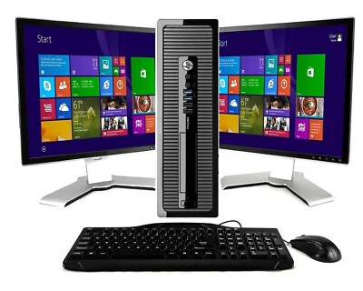 hp Desktop PC Computer CORE I7 16GB RAM DUAL 19" LCDs WiFi Windows 10 SSD - Image 1 of 4
