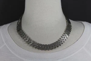 Silber Lorbeerblatt Blätter leichte Kette Glied Statement Halskette 18-20 lang - Bild 1 von 5