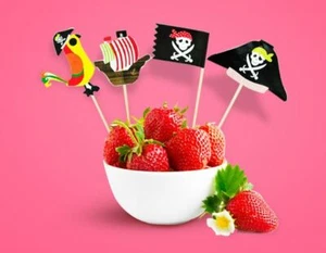 20 x Pirate Cupcake Toppers Cake Decorations Birthday Childrens Novelty Picks M1 - Picture 1 of 10