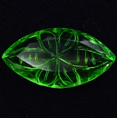 58.60 Carat Natural Marquise Shape Huge Green Moldavite Carved Loose Gemstone - Image 1 of 4