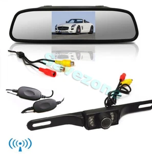 Wireless 7 IR LED Car Backup Rear View Camera Kit + 4.3" Mirror Monitor 12V/24V - Picture 1 of 12