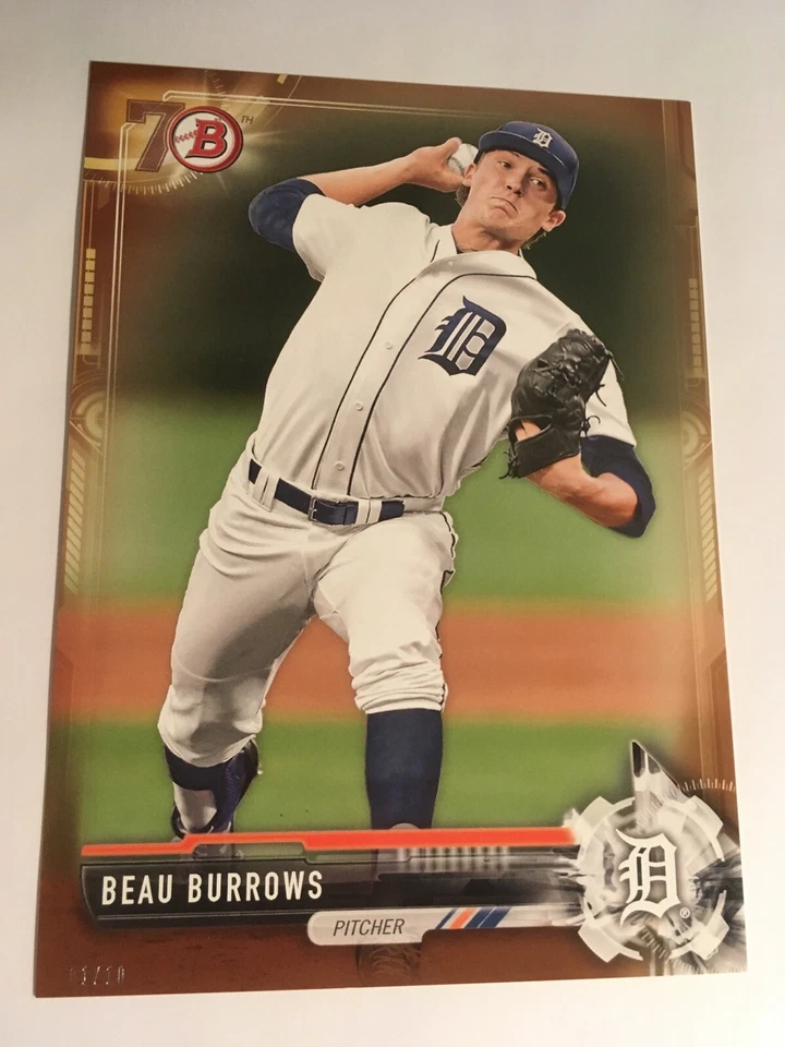 2017 Bowman Paper Prospects Jumbo 5x7 Beau Burrows Tigers BP9 #'d 02/10 Gold - Image 1 of 1