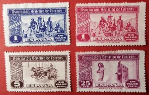 Spain 1944-45 Asociacion Beneficia De Correos Cinderella Stamps 7 Values MNH - Picture 1 of 4