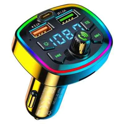 Auto Bluetooth Wireless Fm Radio Sender MP3 Player USB & Typ C Schnell Ladegerät - Bild 1 von 4