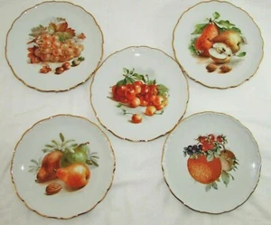 Vintage BAVARIA SCHUMANN PLATES 5 DESSERT -SALAD-BREAD PLATES Fruits & Nuts 7.5" - Picture 1 of 10