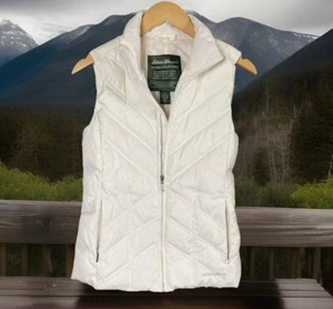 EDDIE BAUER WOMENS WHITE GOOSE DOWN SLEEVELESS QUILTED PUFFER JACKET SZ XS - Picture 1 of 5