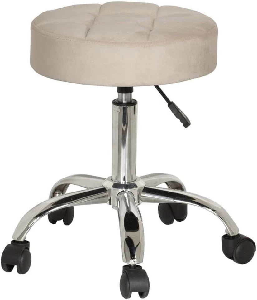 Rolling Stool Back Support Makeup Vanity office Stool Chair Adjustable , cream - Image 1 of 1