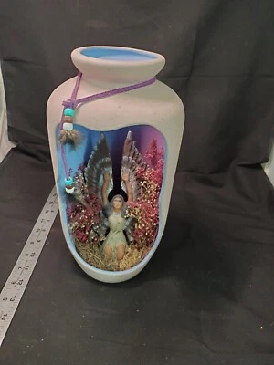 NATIVE AMERICAN Diorama Indian Table Lamp Night Light Prayer Figure 11.5" - Image 1 of 4