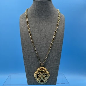 Vintage Crown Trifari Statement Necklace Large Estate Filigree Gold Tone - Picture 1 of 6