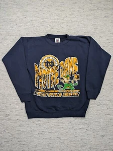 Vintage Notre Dame Fightin' Irish Crewneck Sweate Navy Size L Made In USA - Bild 1 von 10