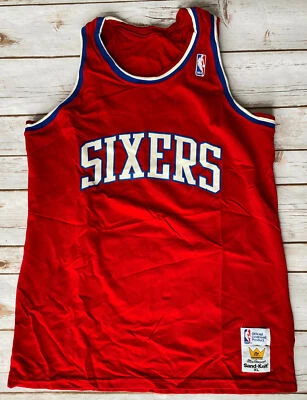 CAMISETA DE BALONCESTO VINTAGE MACGREGOR SAND KNIT SIXERS 76ERS ROJA PARA HOMBRE XL USADA EN EXCELENTE ESTADO Foto 1 de 4