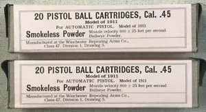 WINCHESTER REPEATING ARMS M1911 .45 ACP WW I NEW REPLICA 20 ROUND AMMO BOXES - Picture 1 of 11
