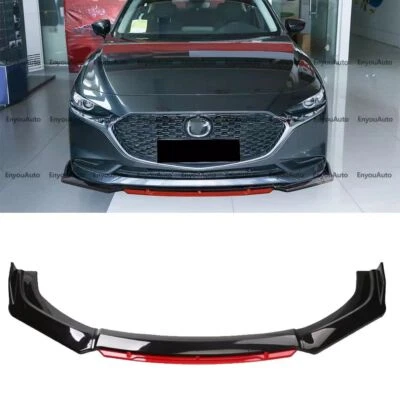 For Mazda 2 3 6 Front Bumper Lip Spoiler Splitter Glossy Black Red Universal  Foto 1 de 4