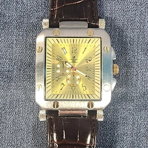 Charles Dumont Chunky Watch #4686 Blue Japan Quartz Mvnt Leather Band NEW u-8B - Picture 1 of 3