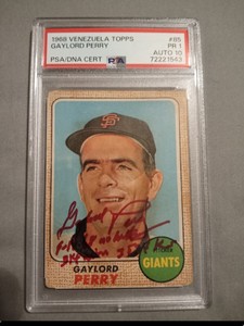 1968 Topps Venezuelan Gaylord Perry #85 PSA 1 Auto 10 3 Inscriptions 🔥 POP 2