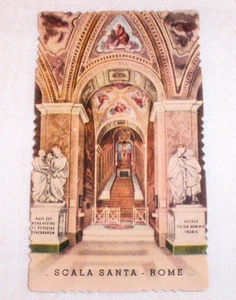 Escala Santa - Roma, Tarjeta Santa Católica Vintage, 1908 Indulgencia - Imagen 1 de 2