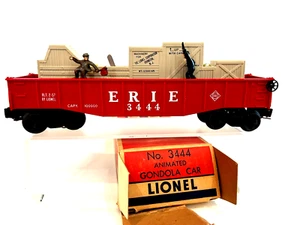 LIONEL3444 #1 ERIE OPER. CHASE COP & HOBO GONDOLA~ BLT'57 ~ ORIGINAL BOX LK/N - Picture 1 of 4