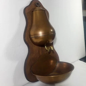Antica Fontana Lavabo da Parete Ottone Francese XIX Secolo 2 pz Funzionante Vintage Unica - Foto 1 di 9
