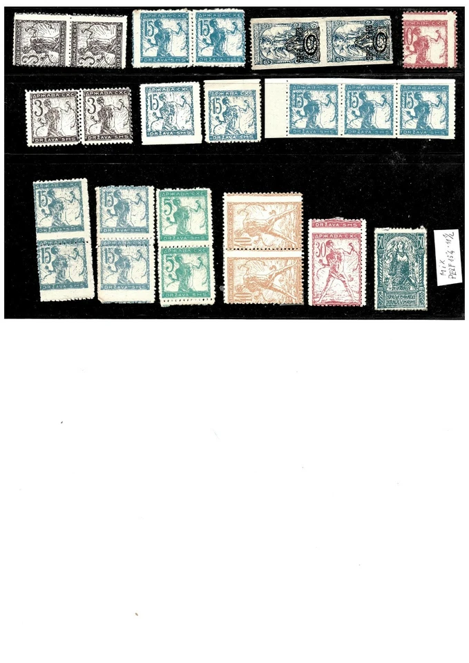 Iugoslávia 1918/19 SHS Eslovênia - lote de selos com erro perfurado MNH/MH - Imagem 1 de 1