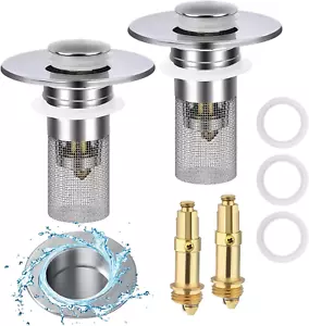 Bathroom Sink Drain Strainer, 2Pcs Bathtub Drain Hair Catcher, Drain Plug Filter - Picture 1 of 11