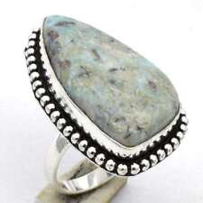 Larimar Gemstone Ethnic Handmade Ring Jewelry US Size-6.75 R 2932