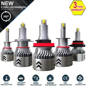 360° Side H8 H9 H11 H1 H7 9005 9006 LED Headlight Bulbs Hi/Lo Beam 30000Lm Light - Picture 1 of 17