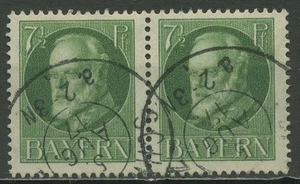 Bayern 1916/20 König Ludwig III. Kriegsdruck 113 A waag. Paar gestempelt - Bild 1 von 1