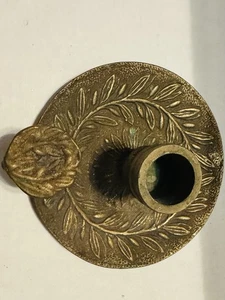 Vintage Korea Kammerleuchter Kerzenhalter Floral Tropfschale Patina geprägt Messing - Bild 1 von 8