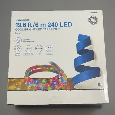 GE StayBright 240 Light 19.6ft Multicolor Integrated LED Christmas Tape Lights - Image 1 of 2