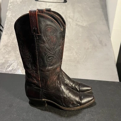 Botas de Vaquero Dan Post Para Mujer Talla 9 M Negro Cuero Cereza Western Teju Lizard Foto 1 de 4