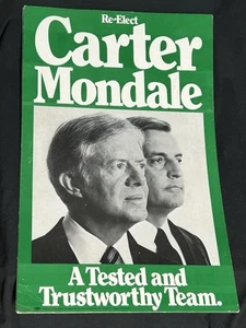 Jimmy Carter And Mondale Re-elect Poster Sign 1981 12x19 Cardboard Original - Picture 1 of 1