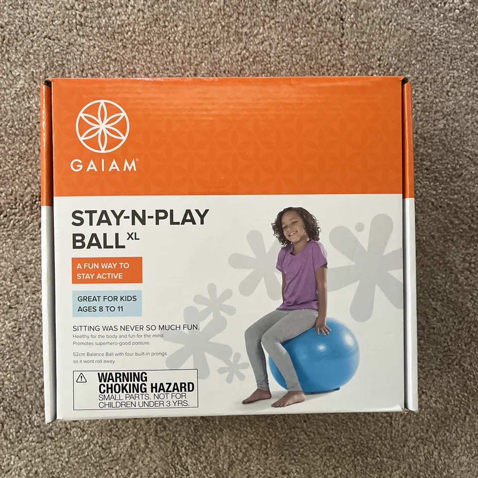 New Gaiam Kids Stay-n-Play Balance Gym Ball XL w/ Prong Legs 52cm Age 8-11 - Image 1 of 3