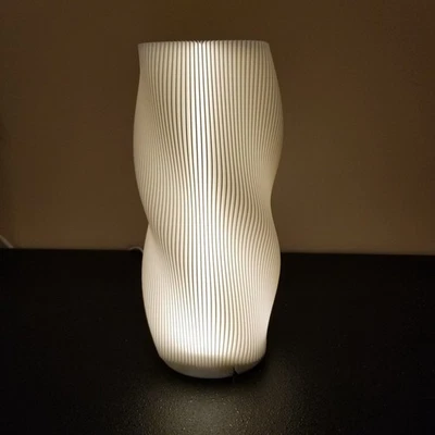 Modern 3D Printed Sculptural Table Lamp Twist Ribbed Design Contemporary Light - Image 1 of 4