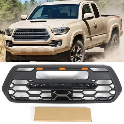 Parrilla delantera compatible con Toyota Tacoma 2016-2023 parrilla negra con LED y barra de luz Foto 1 de 4