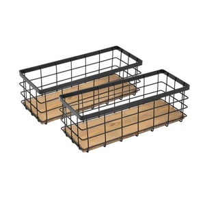 Cesta de almacenamiento de alambre de metal pequeña para granja, organizador de almacenamiento rústico para el hogar... - Imagen 1 de 9