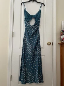 Neu mit Etikett $ 128 Intimate Free People Gossamer leuchtendes Midi-Schlupfkleid in Deep Lagoon - M - Bild 1 von 10