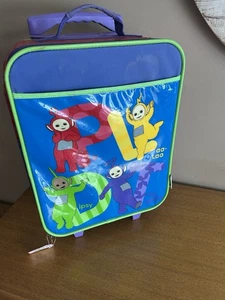 Vintage 1990s Teletubbies Rolling Suitcase Kids Travel Luggage Tinky Winky Po - Picture 1 of 11