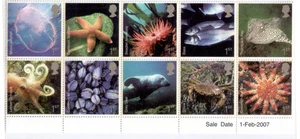 Great Britain 2007 set of 10 Se-tenant Stamps Sea Life MNH - Picture 1 of 2