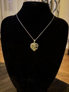 925 Sterling Silver Marcasite & Abalone Heart Pendant Vintage Style  - Picture 1 of 2