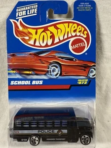 Hot Wheels 1997 Mainline/Collector #72 SCHOOL BUS Police Black w/Chrome 5Dot Sp - Picture 1 of 5
